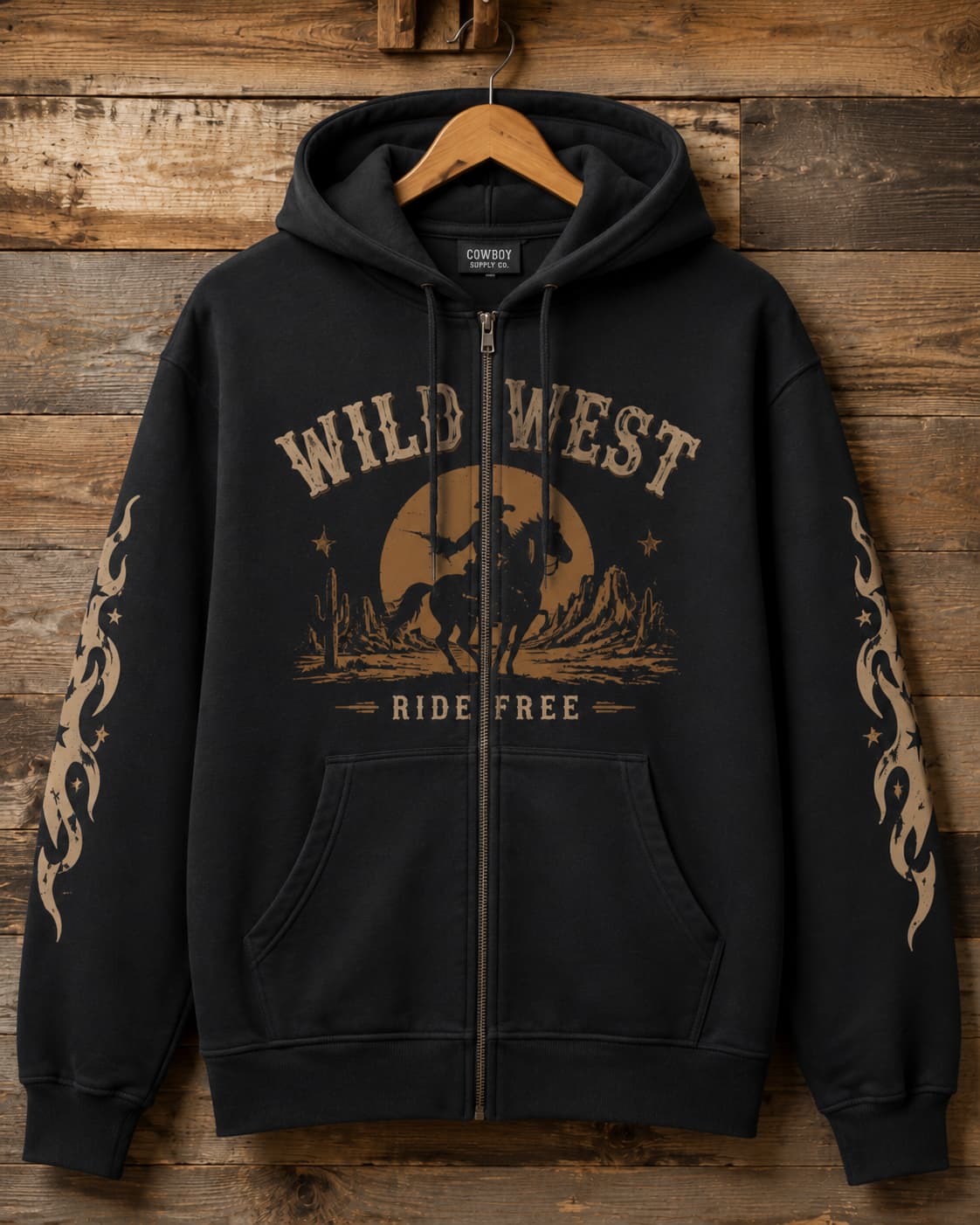 Western Zip-Up Hoodie